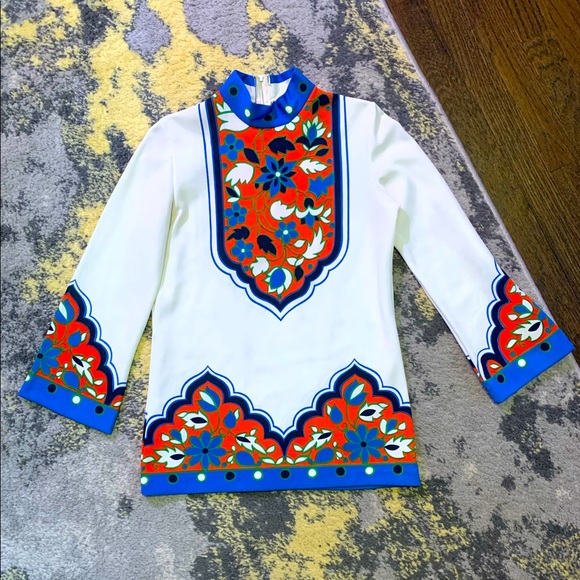 Vintage Tunic Top Size Small 70s Bohemian Print - Picture 1 of 7